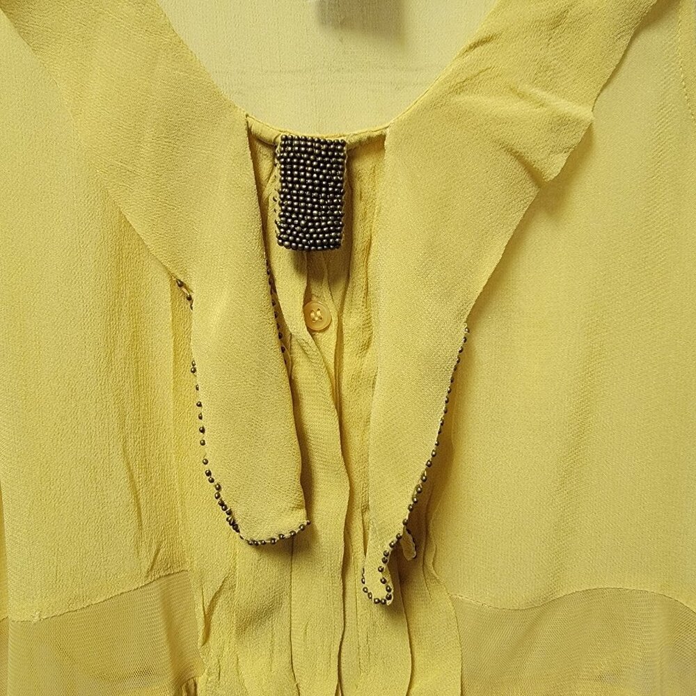 New‎ Romantics FREE PEOPLE Top Sleeveless Blouse Ruffle Yellow XS Boho Festival - Picture 2 of 9